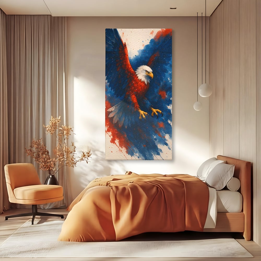 Leinwand Wandbilder Leinwand Premium, LuxCanva® M1103, Adler der Nation, Adler, Flug, Dynamik, Explosion, Aquarell, Freiheit, Symbol, Angriff, Flügel, Vogel, Mut, Büro, Wohnen, Kinderzimmer