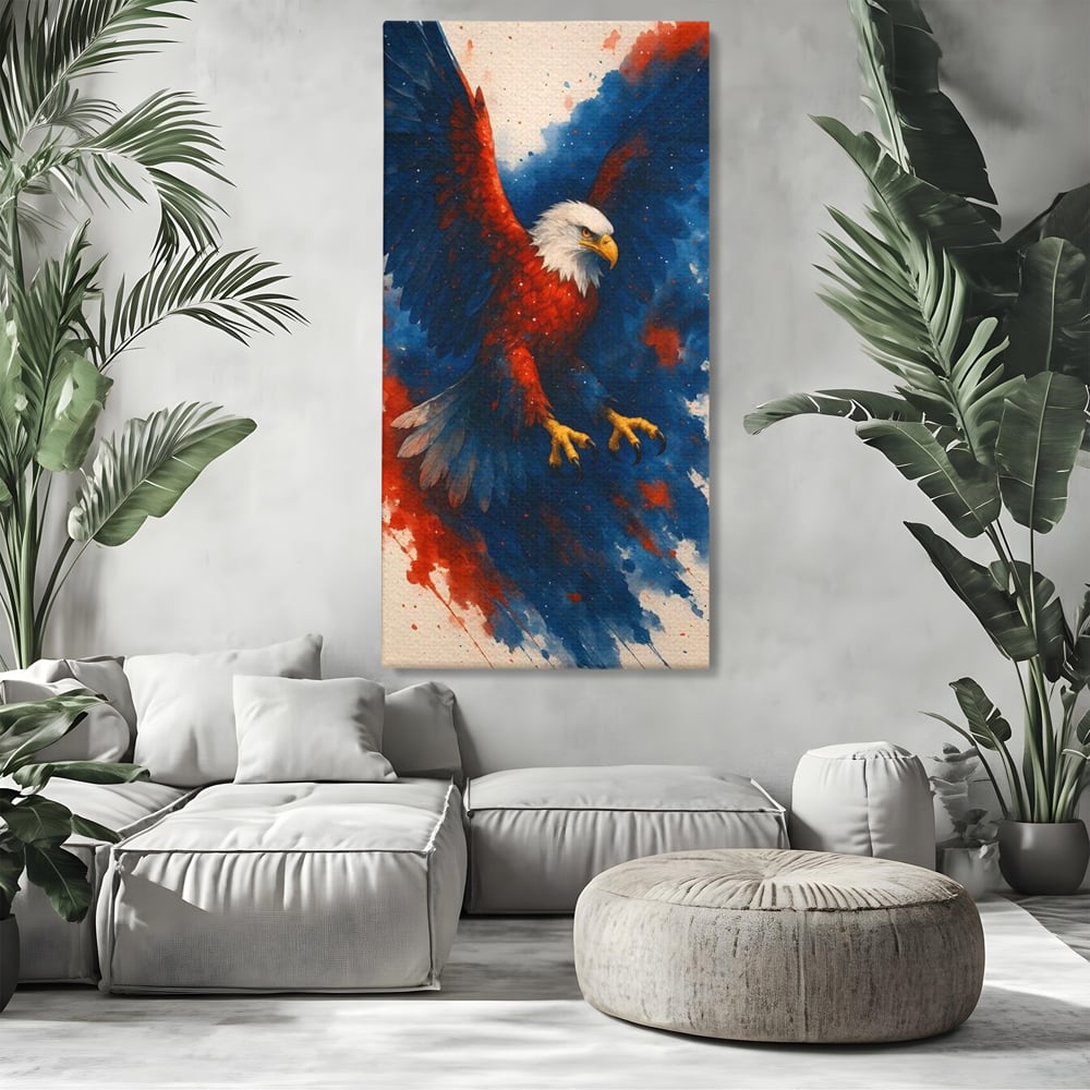 Leinwand Wandbilder Leinwand Premium, LuxCanva® M1103, Adler der Nation, Adler, Flug, Dynamik, Explosion, Aquarell, Freiheit, Symbol, Angriff, Flügel, Vogel, Mut, Büro, Wohnen, Kinderzimmer