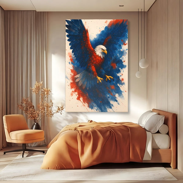 Leinwand Wandbilder Leinwand Premium, LuxCanva® M1103, Adler der Nation, Adler, Flug, Dynamik, Explosion, Aquarell, Freiheit, Symbol, Angriff, Flügel, Vogel, Mut, Büro, Wohnen, Kinderzimmer