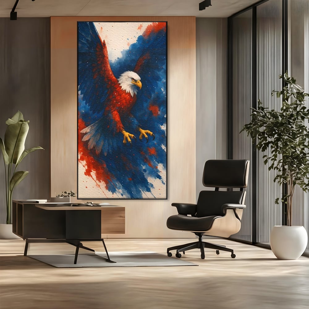 Leinwand Wandbilder Leinwand Premium, LuxCanva® M1103, Adler der Nation, Adler, Flug, Dynamik, Explosion, Aquarell, Freiheit, Symbol, Angriff, Flügel, Vogel, Mut, Büro, Wohnen, Kinderzimmer