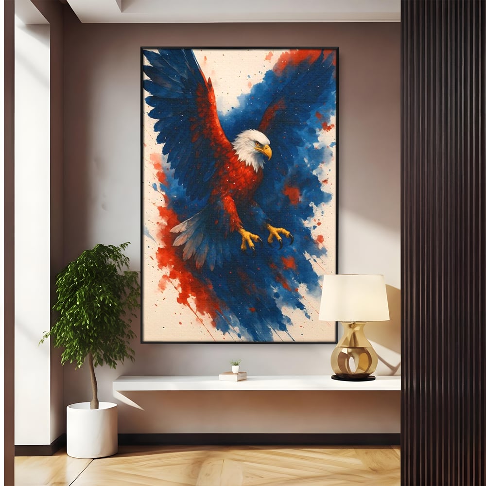 Leinwand Wandbilder Leinwand Premium, LuxCanva® M1103, Adler der Nation, Adler, Flug, Dynamik, Explosion, Aquarell, Freiheit, Symbol, Angriff, Flügel, Vogel, Mut, Büro, Wohnen, Kinderzimmer