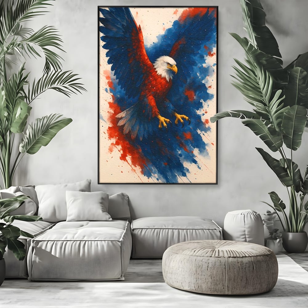 Leinwand Wandbilder Leinwand Premium, LuxCanva® M1103, Adler der Nation, Adler, Flug, Dynamik, Explosion, Aquarell, Freiheit, Symbol, Angriff, Flügel, Vogel, Mut, Büro, Wohnen, Kinderzimmer