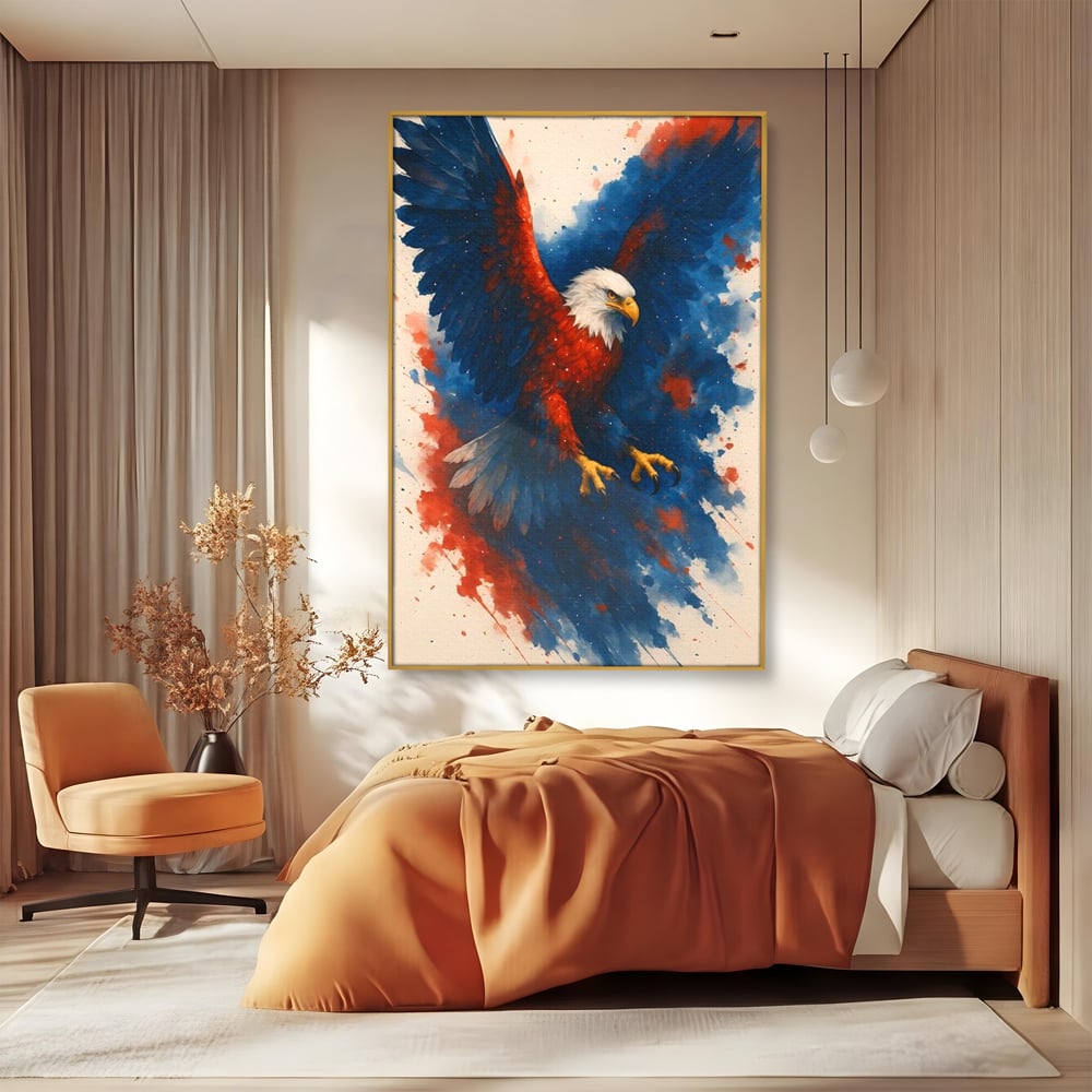 Leinwand Wandbilder Leinwand Premium, LuxCanva® M1103, Adler der Nation, Adler, Flug, Dynamik, Explosion, Aquarell, Freiheit, Symbol, Angriff, Flügel, Vogel, Mut, Büro, Wohnen, Kinderzimmer