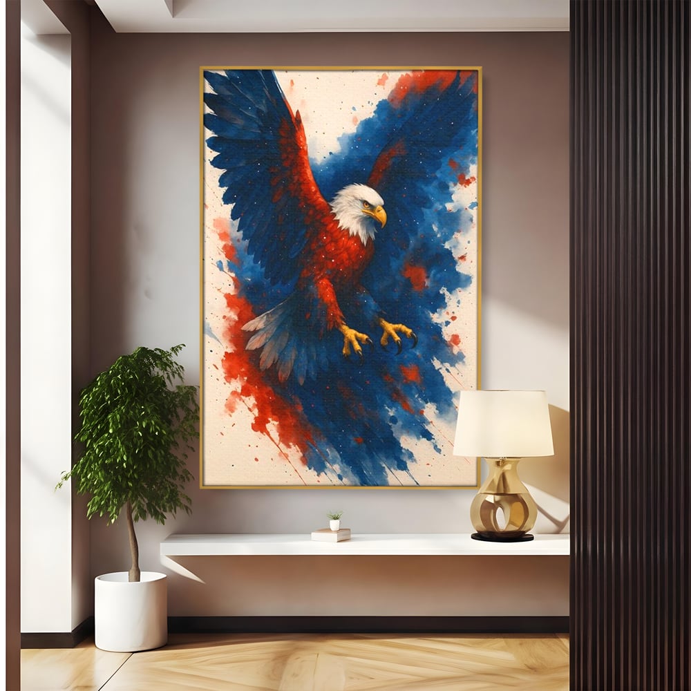 Leinwand Wandbilder Leinwand Premium, LuxCanva® M1103, Adler der Nation, Adler, Flug, Dynamik, Explosion, Aquarell, Freiheit, Symbol, Angriff, Flügel, Vogel, Mut, Büro, Wohnen, Kinderzimmer