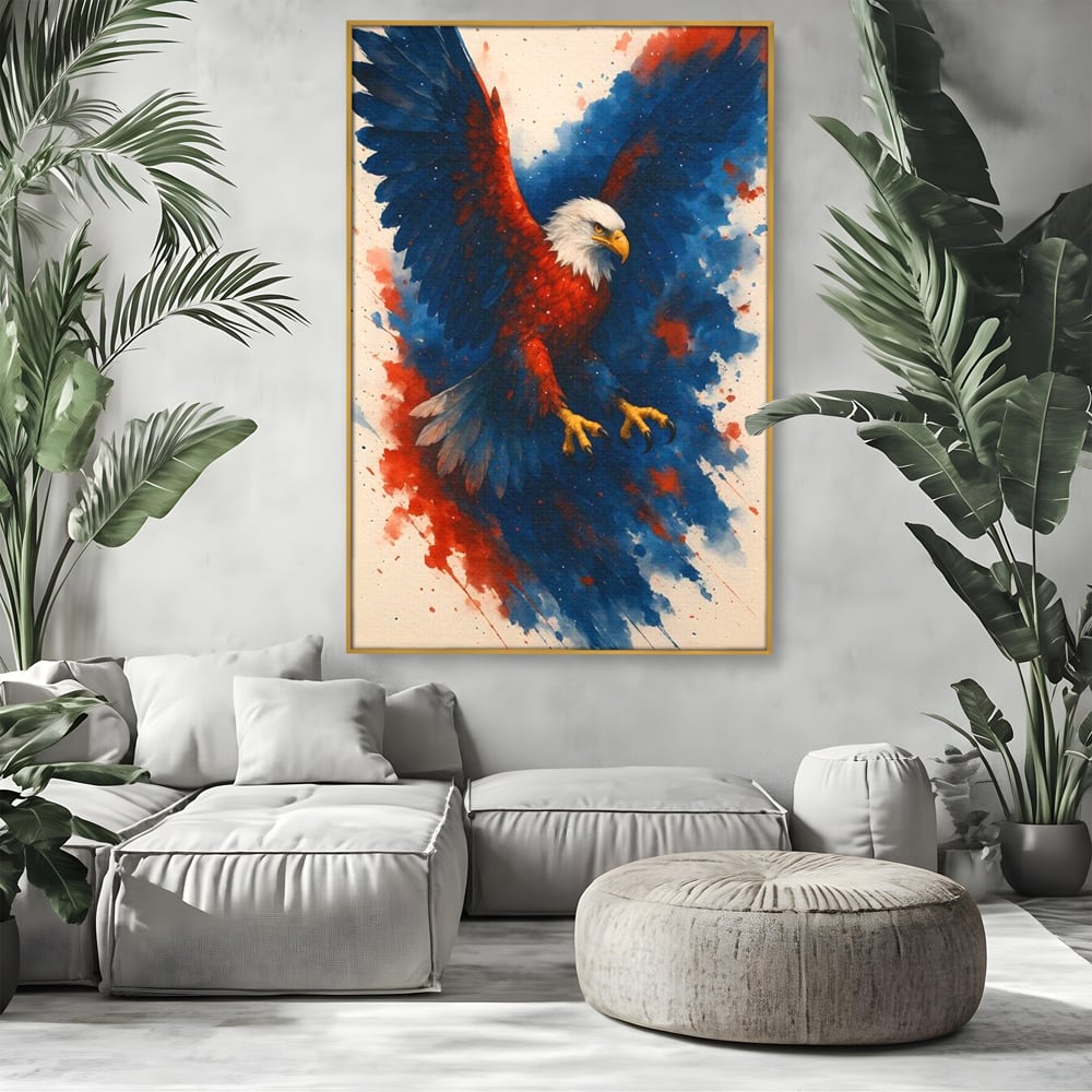 Leinwand Wandbilder Leinwand Premium, LuxCanva® M1103, Adler der Nation, Adler, Flug, Dynamik, Explosion, Aquarell, Freiheit, Symbol, Angriff, Flügel, Vogel, Mut, Büro, Wohnen, Kinderzimmer