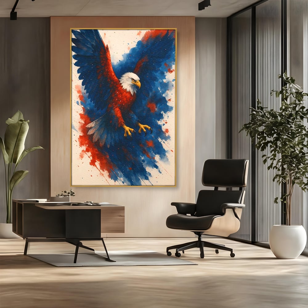 Leinwand Wandbilder Leinwand Premium, LuxCanva® M1103, Adler der Nation, Adler, Flug, Dynamik, Explosion, Aquarell, Freiheit, Symbol, Angriff, Flügel, Vogel, Mut, Büro, Wohnen, Kinderzimmer