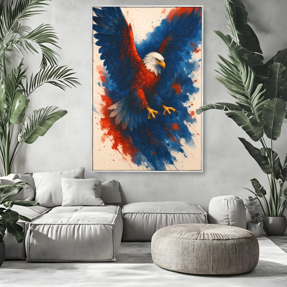 Leinwand Wandbilder Leinwand Premium, LuxCanva® M1103, Adler der Nation, Adler, Flug, Dynamik, Explosion, Aquarell, Freiheit, Symbol, Angriff, Flügel, Vogel, Mut, Büro, Wohnen, Kinderzimmer