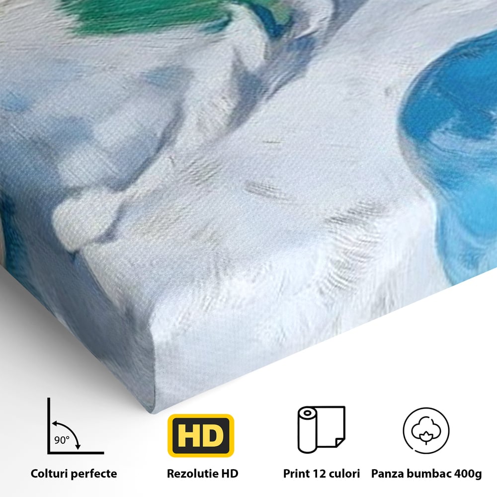 Tablou Canvas Premium, LuxCanva® M1104, Trilogia Culorilor, Papagal, Tropical, Exotic, Pasare, Azur, Smarald, Pastel, Senin, Relaxare, Portret, Penaj, Birou, Living, Camera Copil