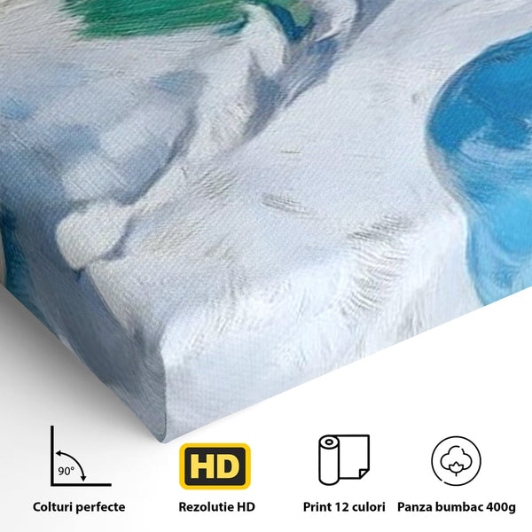 Tablou Canvas Premium, LuxCanva® M1104, Trilogia Culorilor, Papagal, Tropical, Exotic, Pasare, Azur, Smarald, Pastel, Senin, Relaxare, Portret, Penaj, Birou, Living, Camera Copil