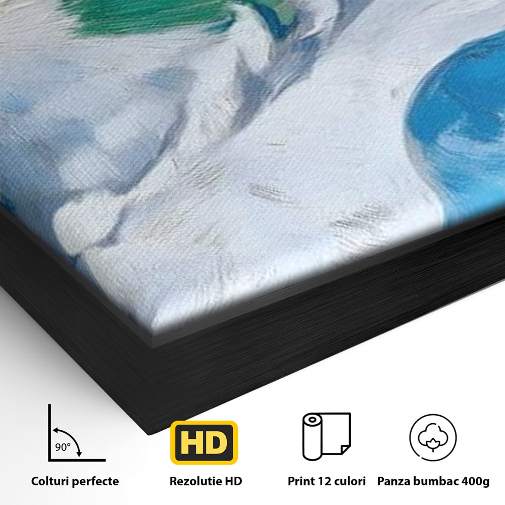Tablou Canvas Premium, LuxCanva® M1104, Trilogia Culorilor, Papagal, Tropical, Exotic, Pasare, Azur, Smarald, Pastel, Senin, Relaxare, Portret, Penaj, Birou, Living, Camera Copil