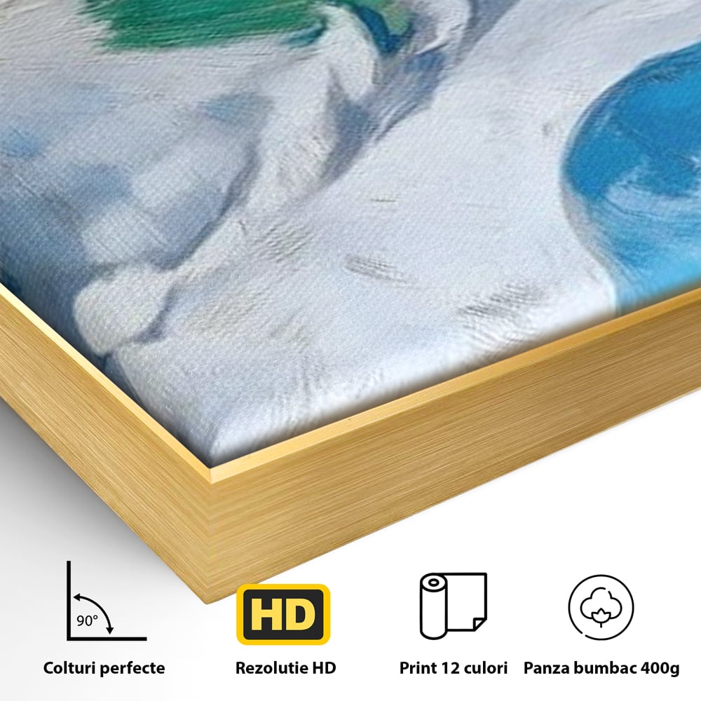 Tablou Canvas Premium, LuxCanva® M1104, Trilogia Culorilor, Papagal, Tropical, Exotic, Pasare, Azur, Smarald, Pastel, Senin, Relaxare, Portret, Penaj, Birou, Living, Camera Copil