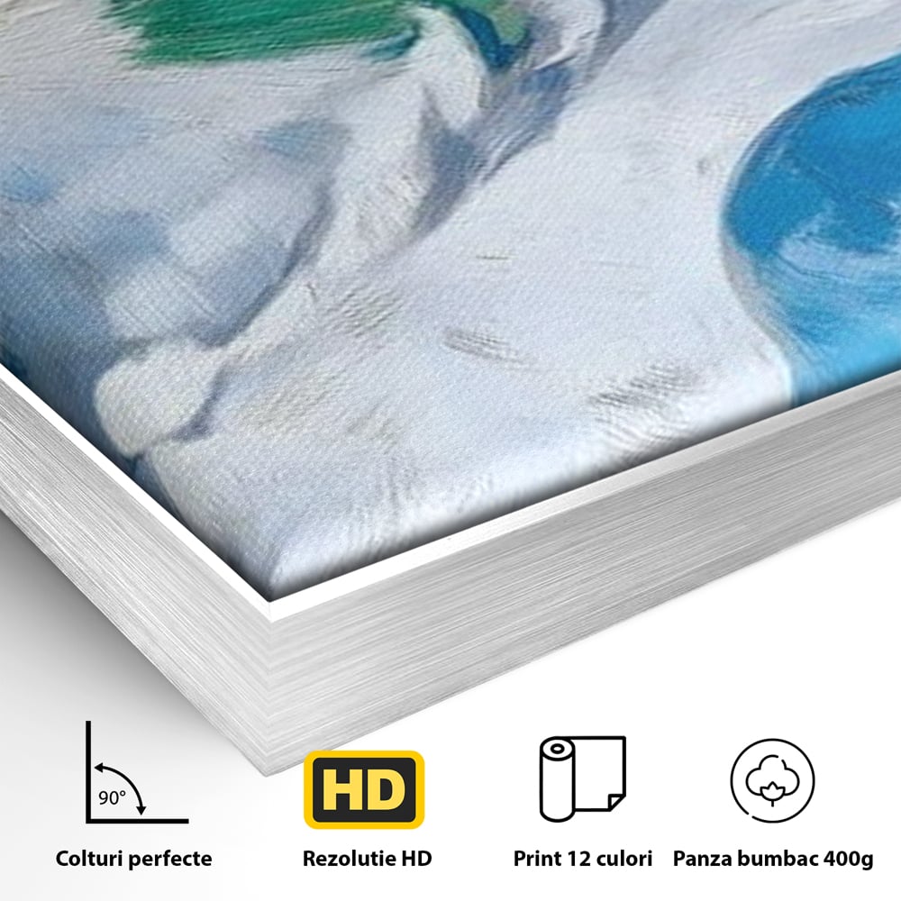 Tablou Canvas Premium, LuxCanva® M1104, Trilogia Culorilor, Papagal, Tropical, Exotic, Pasare, Azur, Smarald, Pastel, Senin, Relaxare, Portret, Penaj, Birou, Living, Camera Copil