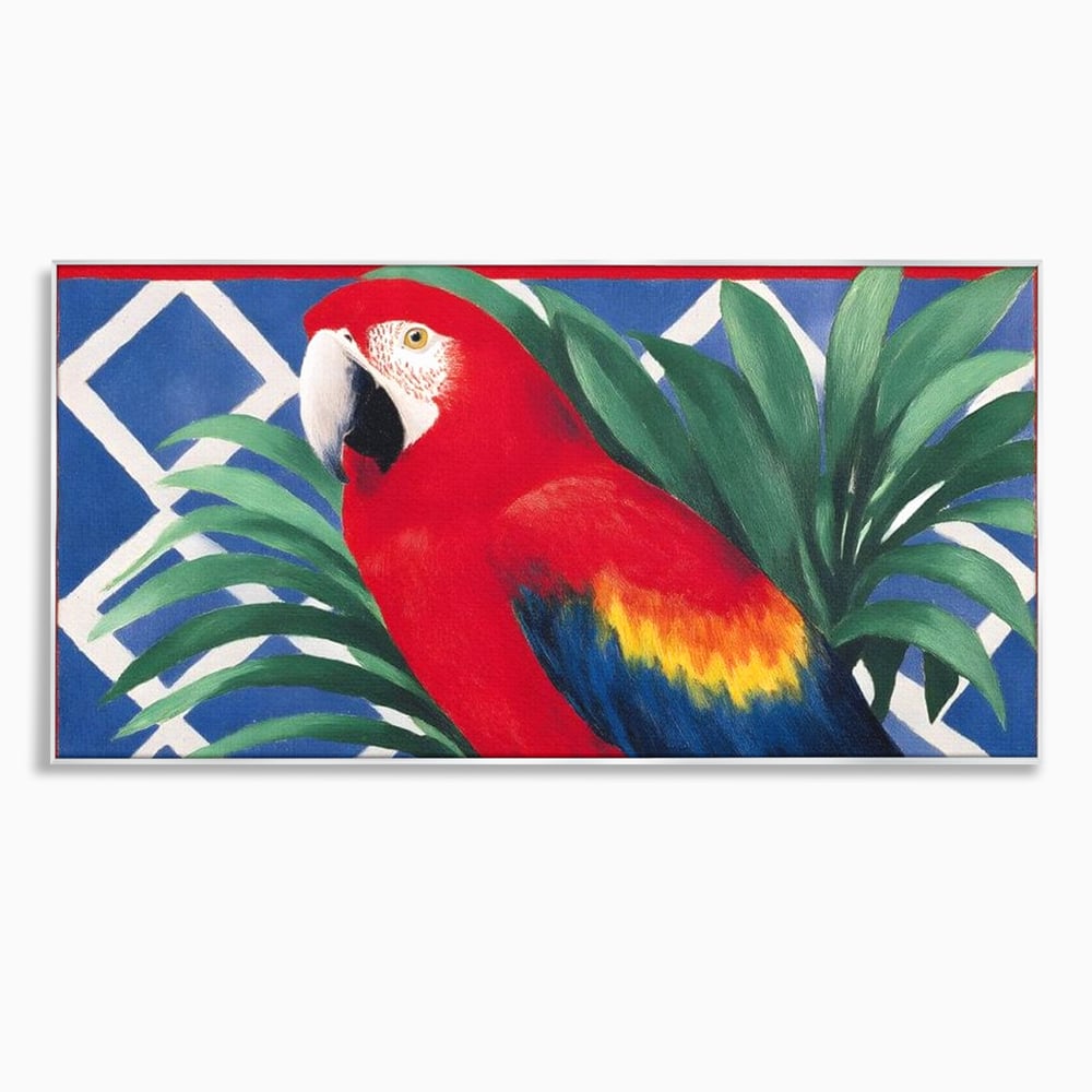 Tablou Canvas Premium, LuxCanva® M1108, Fereastra spre Jungla, Papagal, Jungla, Exotic, Pasare, Frunzis, Perete, Cadru, Rosu, Vegetatie, Expresiv, Birou, Living, Camera Copil