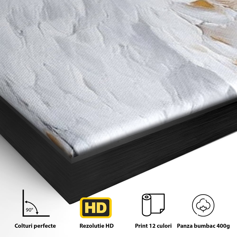 Leinwand Premium Canvas Wandkunst, LuxCanva® M1109, geschnitzter Flügel, Adler, Blick, Vogel, Malerei, Kraft, Textur, Kunst, Porträt, weiß, vertikal, königlich, Büro, Wohnen, Kinderzimmer