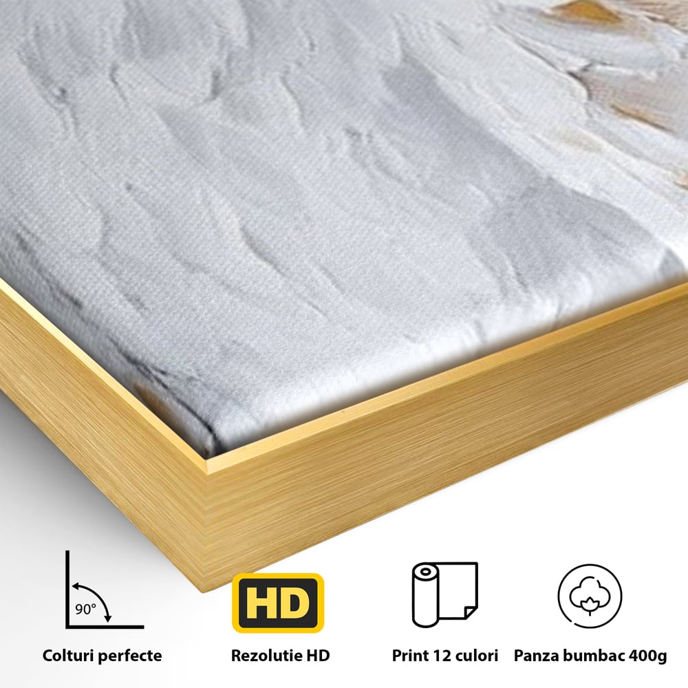 Leinwand Premium Canvas Wandkunst, LuxCanva® M1109, geschnitzter Flügel, Adler, Blick, Vogel, Malerei, Kraft, Textur, Kunst, Porträt, weiß, vertikal, königlich, Büro, Wohnen, Kinderzimmer