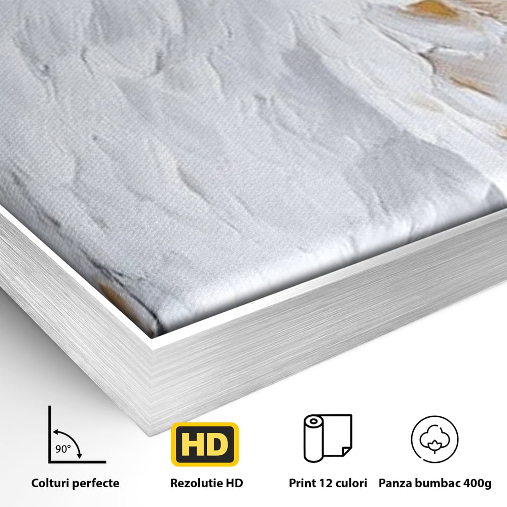 Leinwand Premium Canvas Wandkunst, LuxCanva® M1109, geschnitzter Flügel, Adler, Blick, Vogel, Malerei, Kraft, Textur, Kunst, Porträt, weiß, vertikal, königlich, Büro, Wohnen, Kinderzimmer