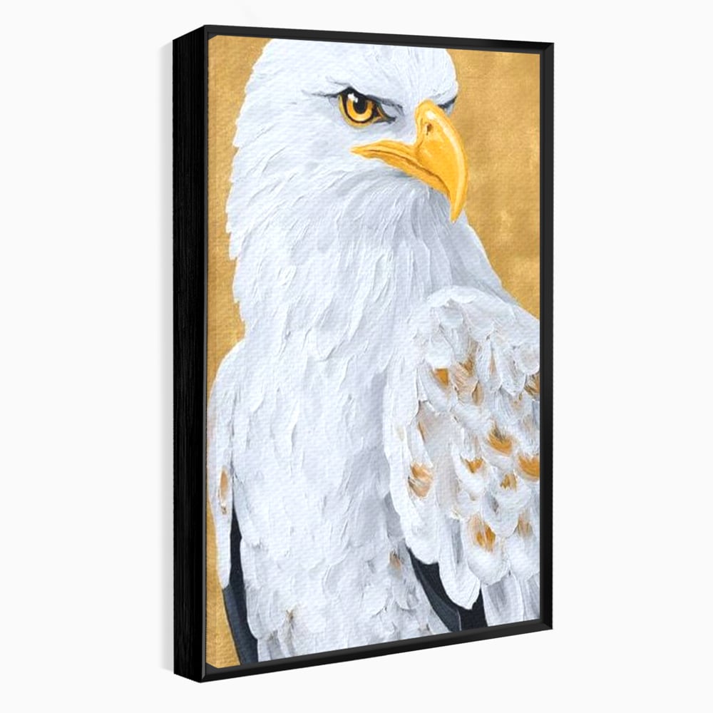 Leinwand Premium Canvas Wandkunst, LuxCanva® M1109, geschnitzter Flügel, Adler, Blick, Vogel, Malerei, Kraft, Textur, Kunst, Porträt, weiß, vertikal, königlich, Büro, Wohnen, Kinderzimmer