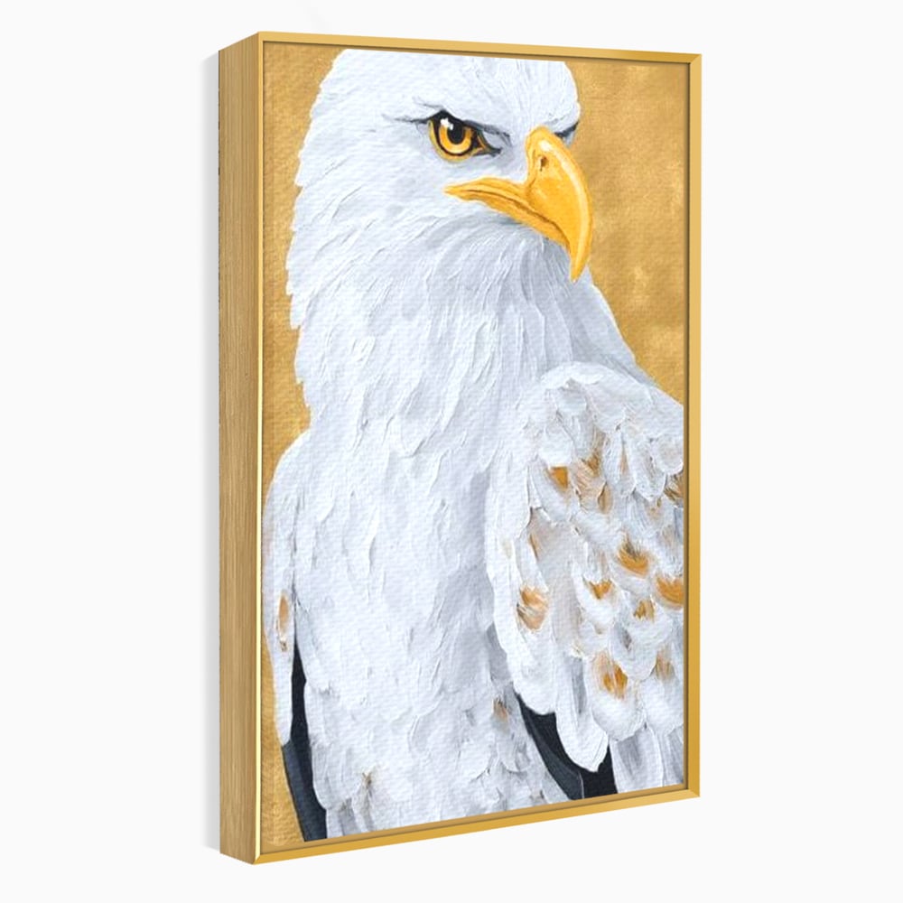 Leinwand Premium Canvas Wandkunst, LuxCanva® M1109, geschnitzter Flügel, Adler, Blick, Vogel, Malerei, Kraft, Textur, Kunst, Porträt, weiß, vertikal, königlich, Büro, Wohnen, Kinderzimmer
