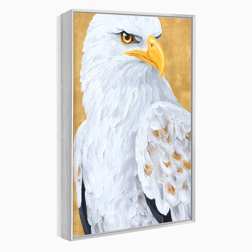 Leinwand Premium Canvas Wandkunst, LuxCanva® M1109, geschnitzter Flügel, Adler, Blick, Vogel, Malerei, Kraft, Textur, Kunst, Porträt, weiß, vertikal, königlich, Büro, Wohnen, Kinderzimmer