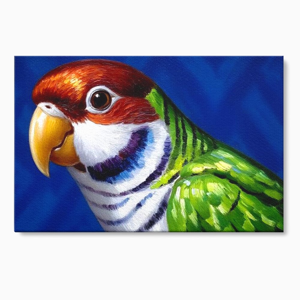 Tablou Canvas Premium, LuxCanva® M1110, Curcubeu Satinat, Papagal, Tropical, Exotic, Matase, Multicolor, Portret, Culori Vibrante, Pigment, Pictura, Birou, Living, Camera Copil