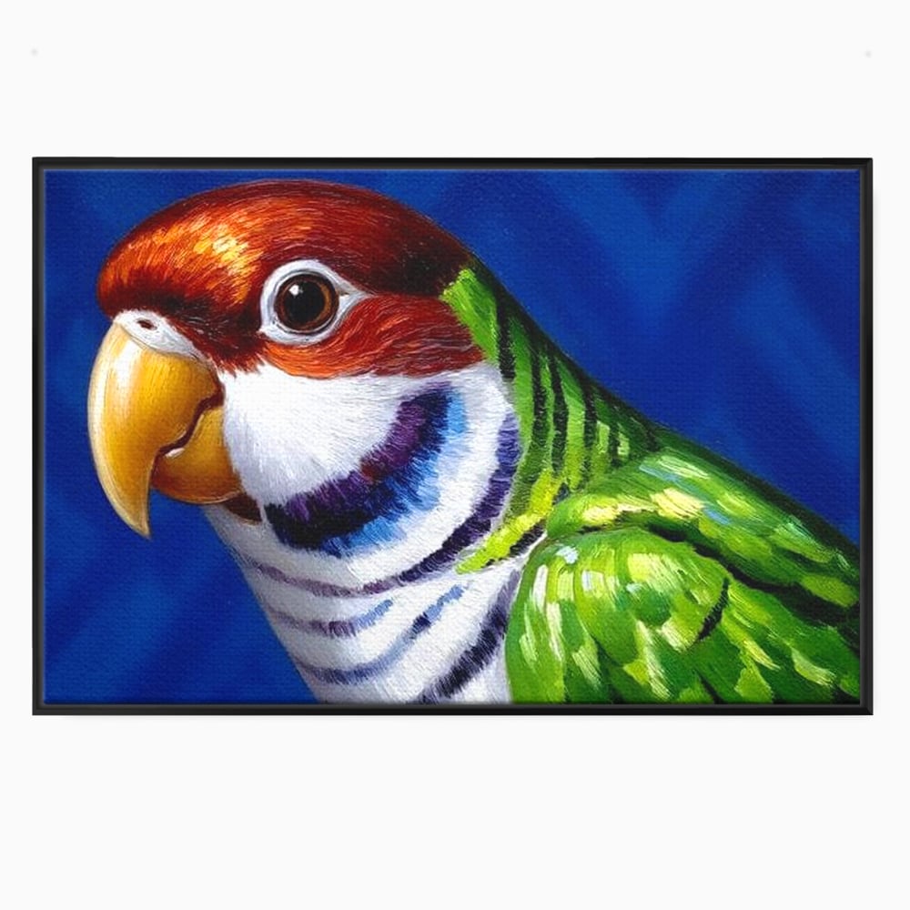 Tablou Canvas Premium, LuxCanva® M1110, Curcubeu Satinat, Papagal, Tropical, Exotic, Matase, Multicolor, Portret, Culori Vibrante, Pigment, Pictura, Birou, Living, Camera Copil