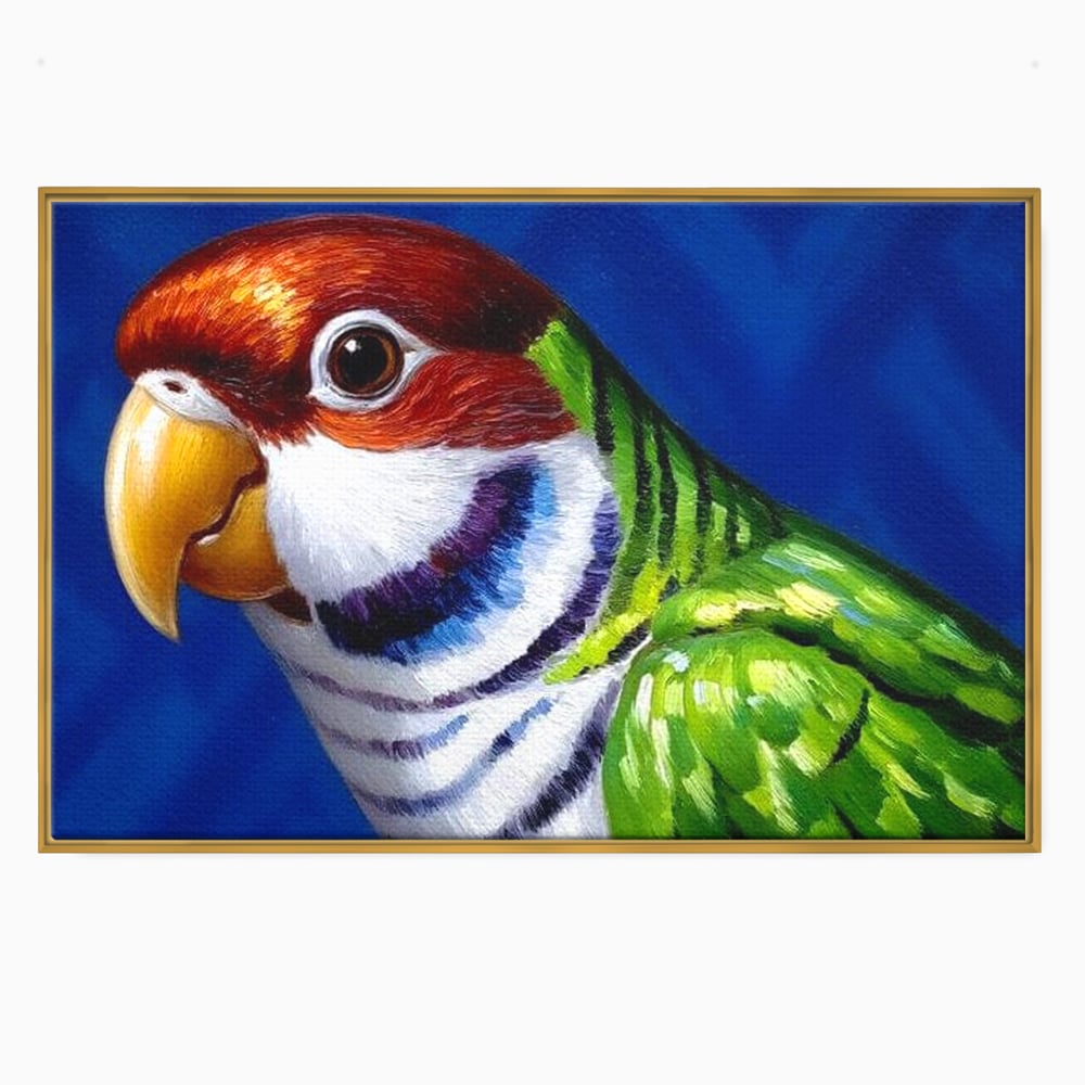 Tablou Canvas Premium, LuxCanva® M1110, Curcubeu Satinat, Papagal, Tropical, Exotic, Matase, Multicolor, Portret, Culori Vibrante, Pigment, Pictura, Birou, Living, Camera Copil