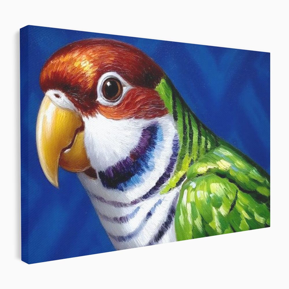 Tablou Canvas Premium, LuxCanva® M1110, Curcubeu Satinat, Papagal, Tropical, Exotic, Matase, Multicolor, Portret, Culori Vibrante, Pigment, Pictura, Birou, Living, Camera Copil