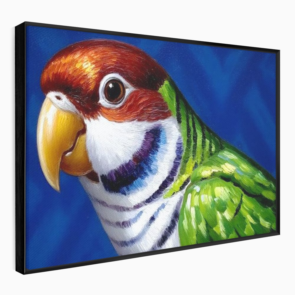 Tablou Canvas Premium, LuxCanva® M1110, Curcubeu Satinat, Papagal, Tropical, Exotic, Matase, Multicolor, Portret, Culori Vibrante, Pigment, Pictura, Birou, Living, Camera Copil
