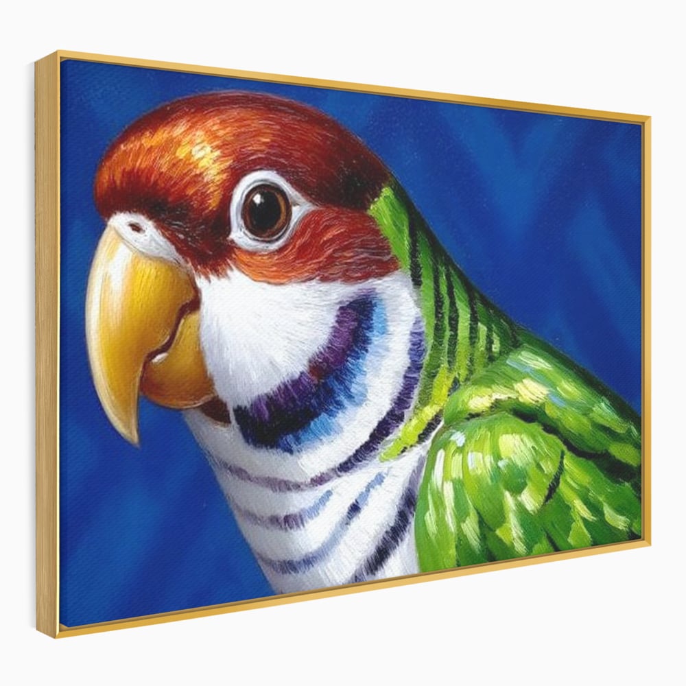 Tablou Canvas Premium, LuxCanva® M1110, Curcubeu Satinat, Papagal, Tropical, Exotic, Matase, Multicolor, Portret, Culori Vibrante, Pigment, Pictura, Birou, Living, Camera Copil