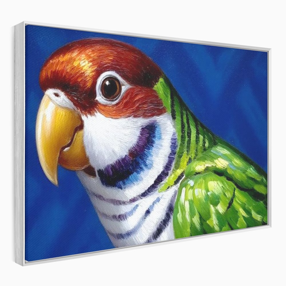 Tablou Canvas Premium, LuxCanva® M1110, Curcubeu Satinat, Papagal, Tropical, Exotic, Matase, Multicolor, Portret, Culori Vibrante, Pigment, Pictura, Birou, Living, Camera Copil