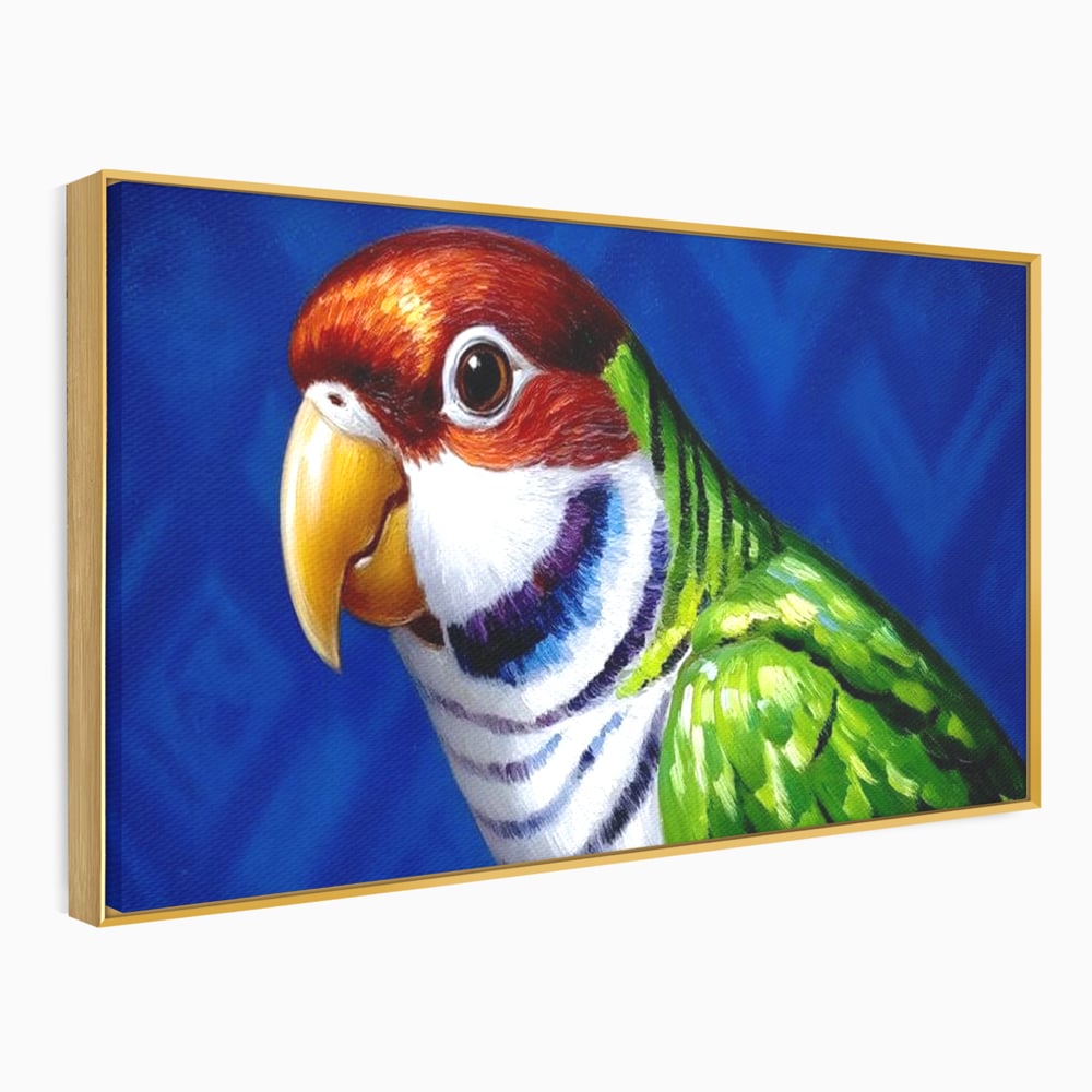 Tablou Canvas Premium, LuxCanva® M1110, Curcubeu Satinat, Papagal, Tropical, Exotic, Matase, Multicolor, Portret, Culori Vibrante, Pigment, Pictura, Birou, Living, Camera Copil