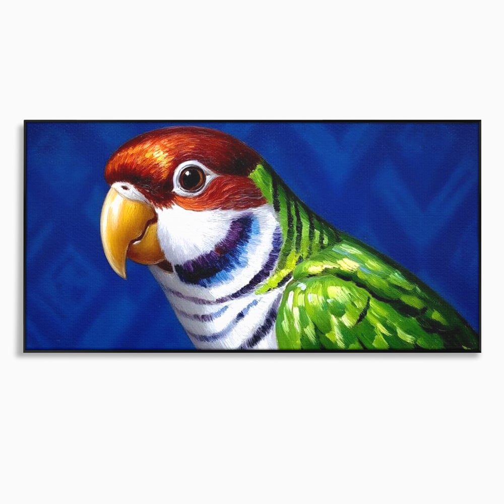 Tablou Canvas Premium, LuxCanva® M1110, Curcubeu Satinat, Papagal, Tropical, Exotic, Matase, Multicolor, Portret, Culori Vibrante, Pigment, Pictura, Birou, Living, Camera Copil