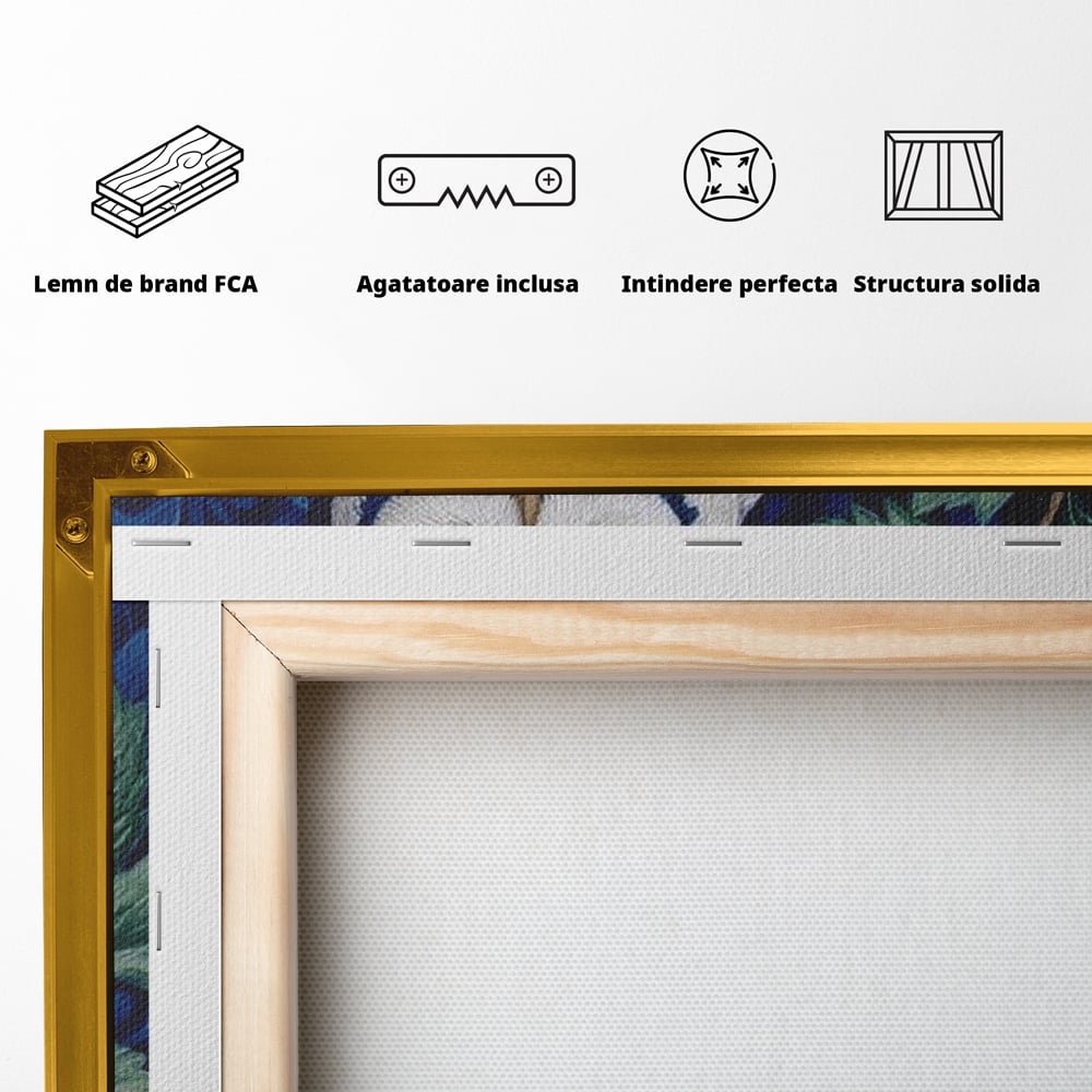 Tablou Canvas Premium, LuxCanva® M1111, Broderie de Noapte, Bufnita, Mister, Frunzis, Natura, Pasare, Ramuri, Noapte, Aripi, Albastru, Static, Birou, Living, Camera Copil