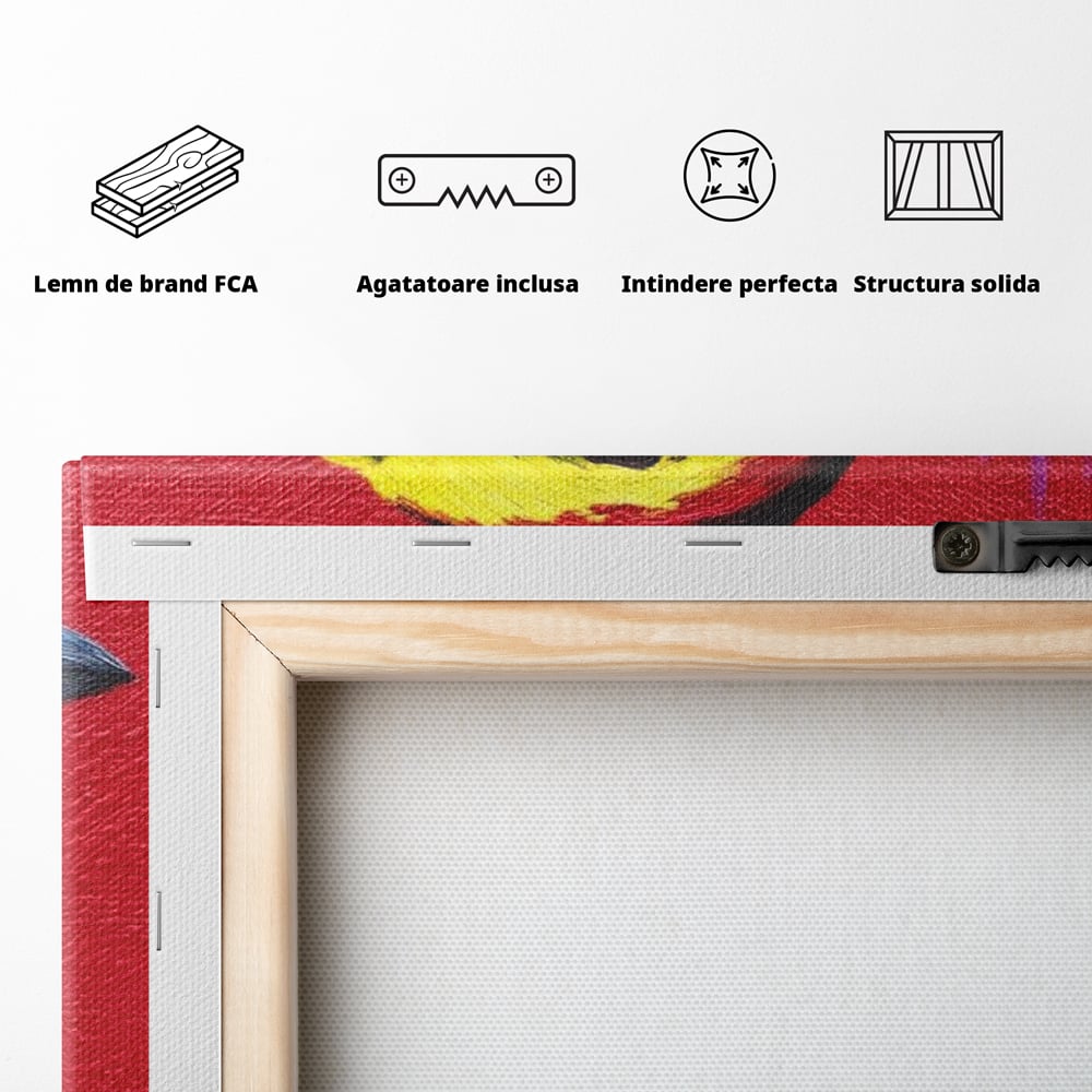 Tablou Canvas Premium, LuxCanva® M1113, Privire de Foc, Rosu, Ochi, Iris, Vivid, Profil, Magnetism, Intens, Pictura, Pasare, Privire, Portret, Birou, Living, Camera Copil