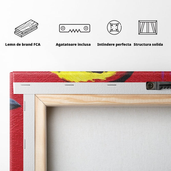 Tablou Canvas Premium, LuxCanva® M1113, Privire de Foc, Rosu, Ochi, Iris, Vivid, Profil, Magnetism, Intens, Pictura, Pasare, Privire, Portret, Birou, Living, Camera Copil