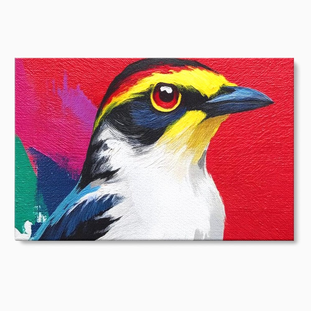 Tablou Canvas Premium, LuxCanva® M1113, Privire de Foc, Rosu, Ochi, Iris, Vivid, Profil, Magnetism, Intens, Pictura, Pasare, Privire, Portret, Birou, Living, Camera Copil