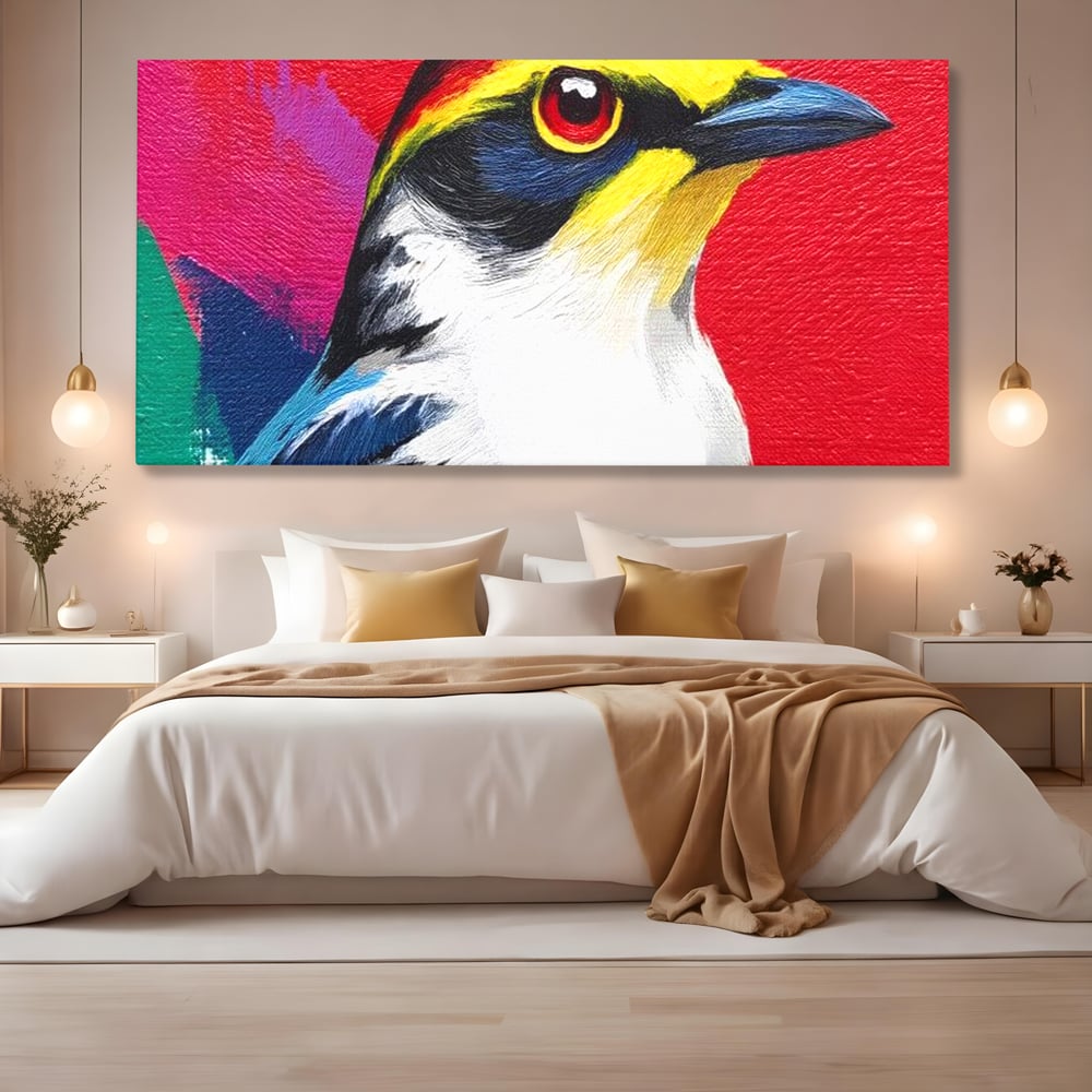 Tablou Canvas Premium, LuxCanva® M1113, Privire de Foc, Rosu, Ochi, Iris, Vivid, Profil, Magnetism, Intens, Pictura, Pasare, Privire, Portret, Birou, Living, Camera Copil