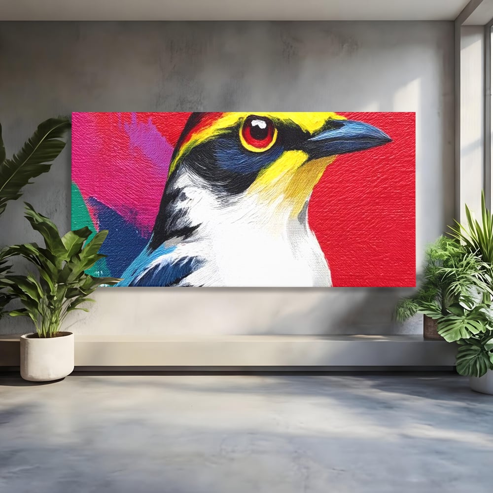 Tablou Canvas Premium, LuxCanva® M1113, Privire de Foc, Rosu, Ochi, Iris, Vivid, Profil, Magnetism, Intens, Pictura, Pasare, Privire, Portret, Birou, Living, Camera Copil