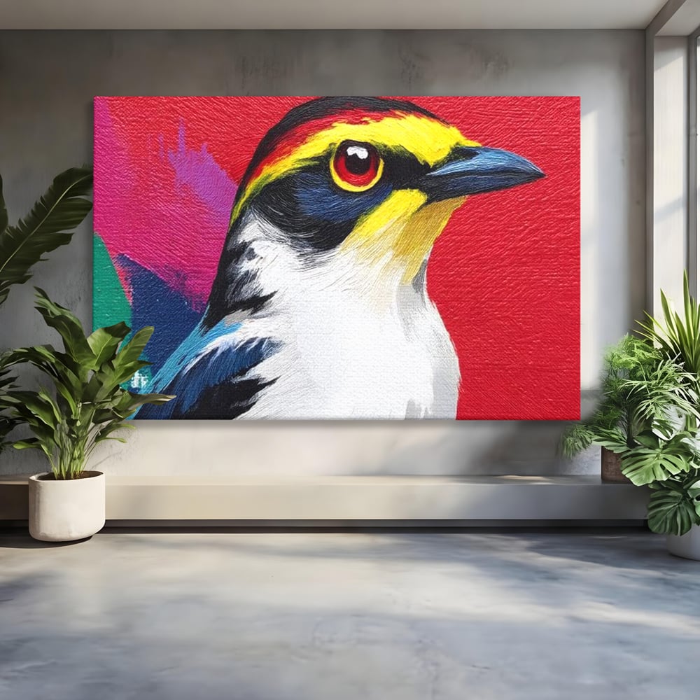 Tablou Canvas Premium, LuxCanva® M1113, Privire de Foc, Rosu, Ochi, Iris, Vivid, Profil, Magnetism, Intens, Pictura, Pasare, Privire, Portret, Birou, Living, Camera Copil