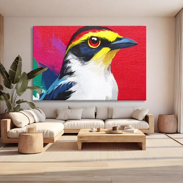 Tablou Canvas Premium, LuxCanva® M1113, Privire de Foc, Rosu, Ochi, Iris, Vivid, Profil, Magnetism, Intens, Pictura, Pasare, Privire, Portret, Birou, Living, Camera Copil