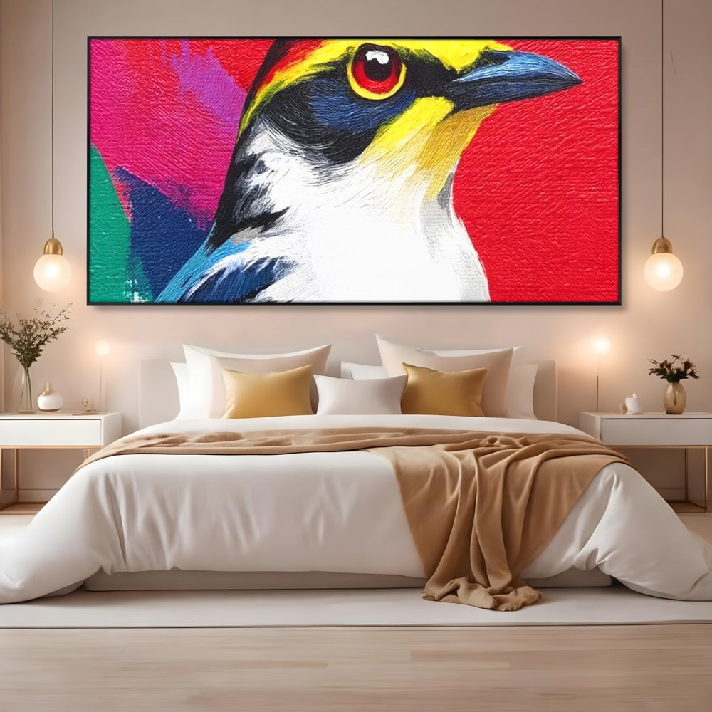 Tablou Canvas Premium, LuxCanva® M1113, Privire de Foc, Rosu, Ochi, Iris, Vivid, Profil, Magnetism, Intens, Pictura, Pasare, Privire, Portret, Birou, Living, Camera Copil