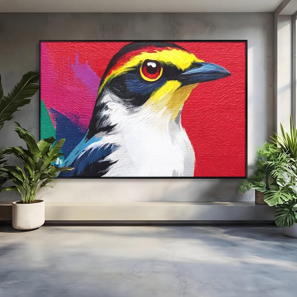 Tablou Canvas Premium, LuxCanva® M1113, Privire de Foc, Rosu, Ochi, Iris, Vivid, Profil, Magnetism, Intens, Pictura, Pasare, Privire, Portret, Birou, Living, Camera Copil