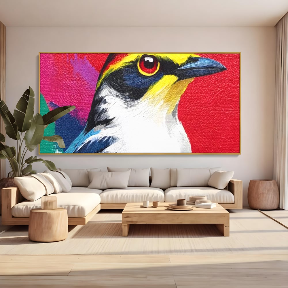Tablou Canvas Premium, LuxCanva® M1113, Privire de Foc, Rosu, Ochi, Iris, Vivid, Profil, Magnetism, Intens, Pictura, Pasare, Privire, Portret, Birou, Living, Camera Copil