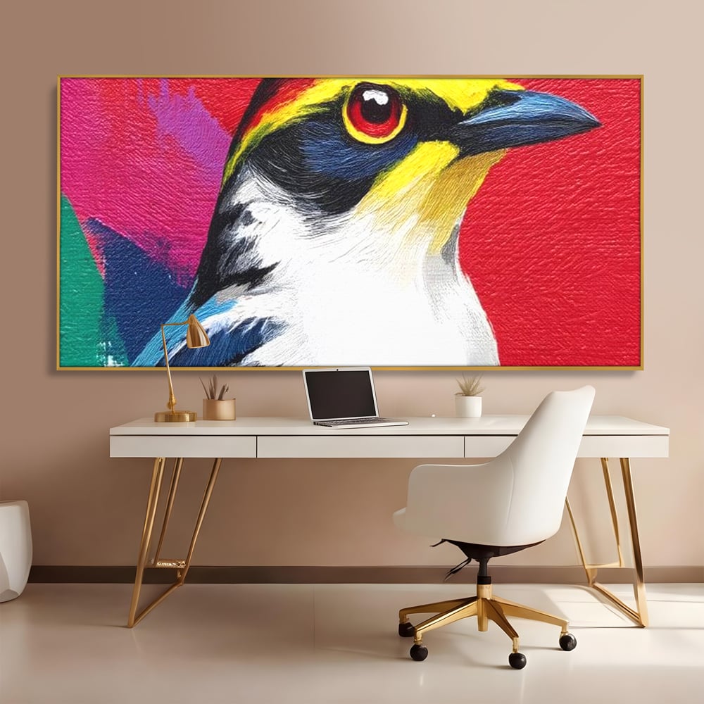 Tablou Canvas Premium, LuxCanva® M1113, Privire de Foc, Rosu, Ochi, Iris, Vivid, Profil, Magnetism, Intens, Pictura, Pasare, Privire, Portret, Birou, Living, Camera Copil