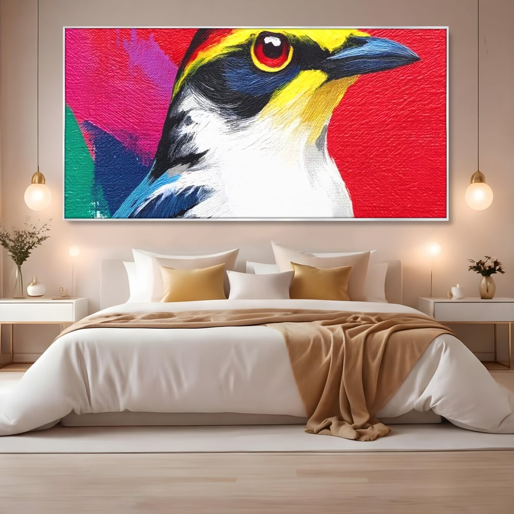 Tablou Canvas Premium, LuxCanva® M1113, Privire de Foc, Rosu, Ochi, Iris, Vivid, Profil, Magnetism, Intens, Pictura, Pasare, Privire, Portret, Birou, Living, Camera Copil