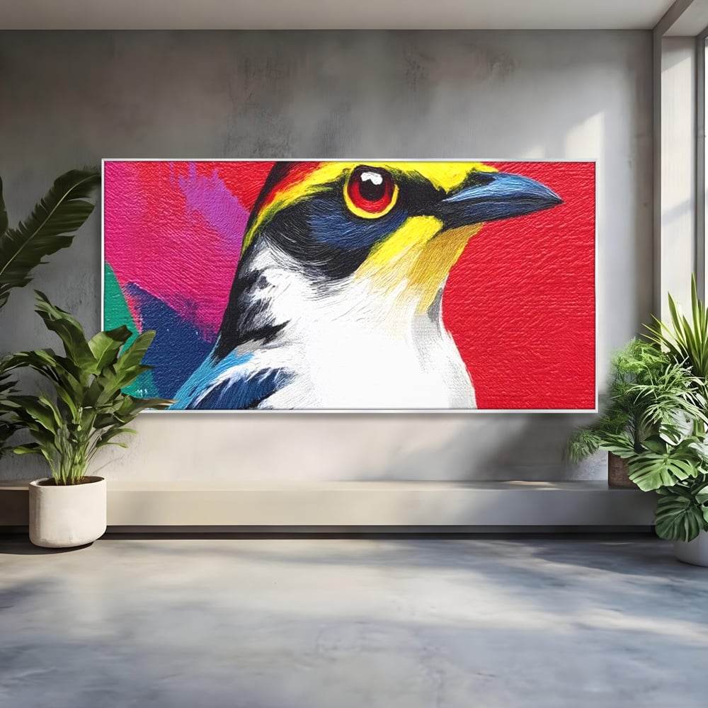 Tablou Canvas Premium, LuxCanva® M1113, Privire de Foc, Rosu, Ochi, Iris, Vivid, Profil, Magnetism, Intens, Pictura, Pasare, Privire, Portret, Birou, Living, Camera Copil