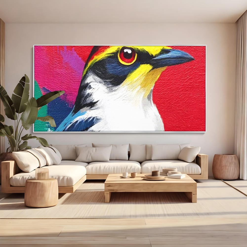 Tablou Canvas Premium, LuxCanva® M1113, Privire de Foc, Rosu, Ochi, Iris, Vivid, Profil, Magnetism, Intens, Pictura, Pasare, Privire, Portret, Birou, Living, Camera Copil