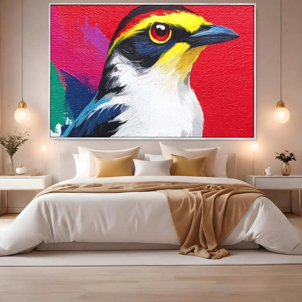 Tablou Canvas Premium, LuxCanva® M1113, Privire de Foc, Rosu, Ochi, Iris, Vivid, Profil, Magnetism, Intens, Pictura, Pasare, Privire, Portret, Birou, Living, Camera Copil