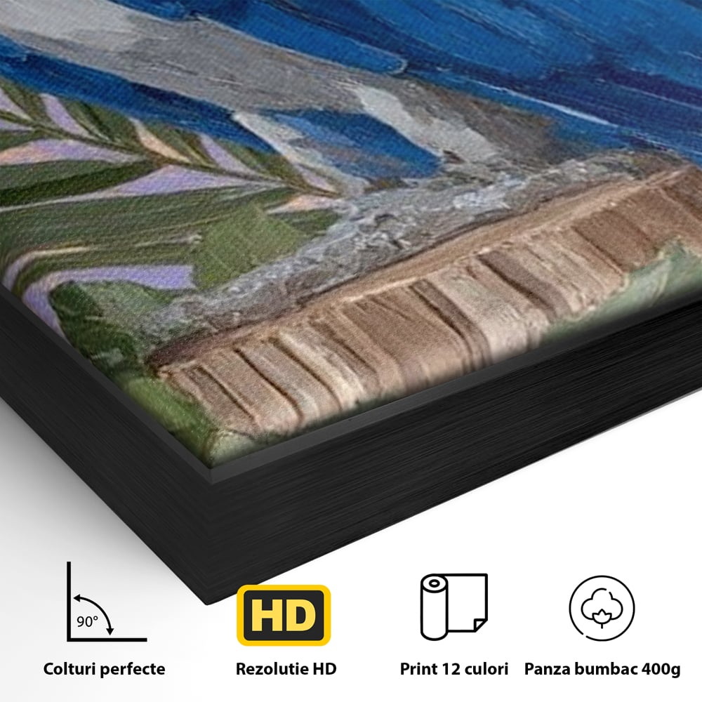 Tablou Canvas Premium, LuxCanva® M1115, Evadare in Tropice, Pastel, Papagal, Exotic, Jungla, Frunzis, Vegetatie, Flori, Cald, Pictura, Acuarela, Birou, Living, Camera Copil