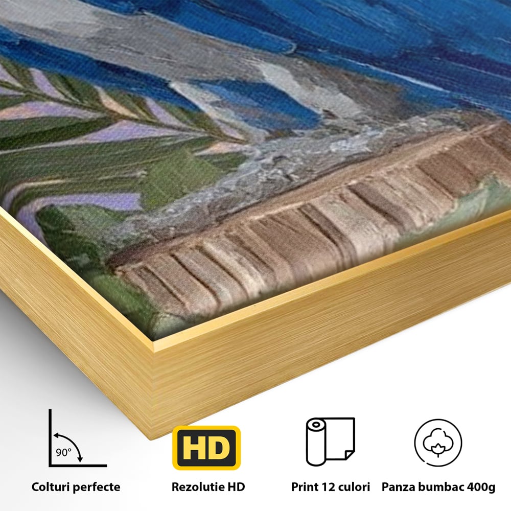 Tablou Canvas Premium, LuxCanva® M1115, Evadare in Tropice, Pastel, Papagal, Exotic, Jungla, Frunzis, Vegetatie, Flori, Cald, Pictura, Acuarela, Birou, Living, Camera Copil
